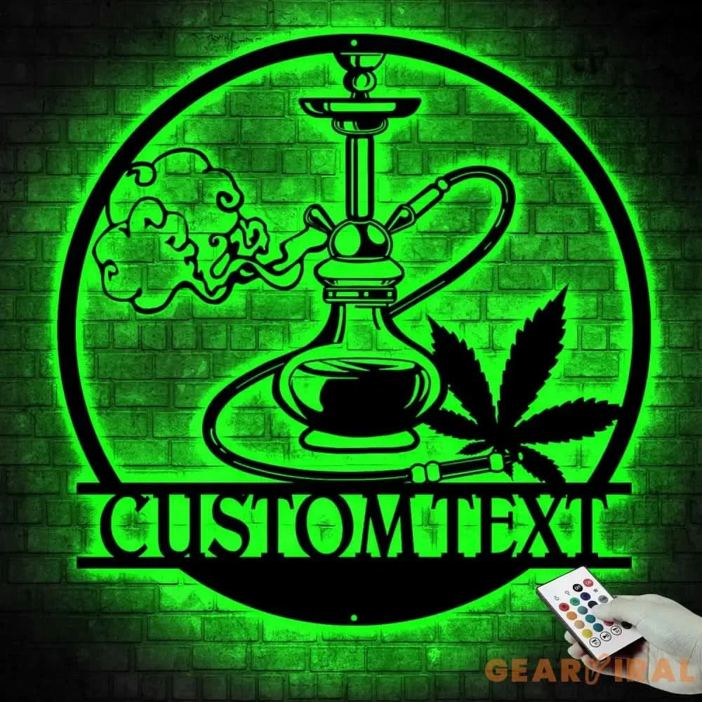 Custom Shisha Hookah Metal Wall Art LED Light - Shisha Sign - Personalized Smoke Shop Name Sign - Home Decor Hookah