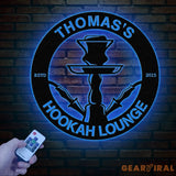 Custom Shisha Hookah Metal Wall Art with LED Light - Personalized Smoke Shop Name Sign - Home Decor & Hookah Shop