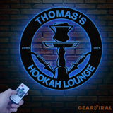 Custom Shisha Hookah Metal Wall Art with LED Light - Personalized Smoke Shop Name Sign - Home Decor & Hookah Shop