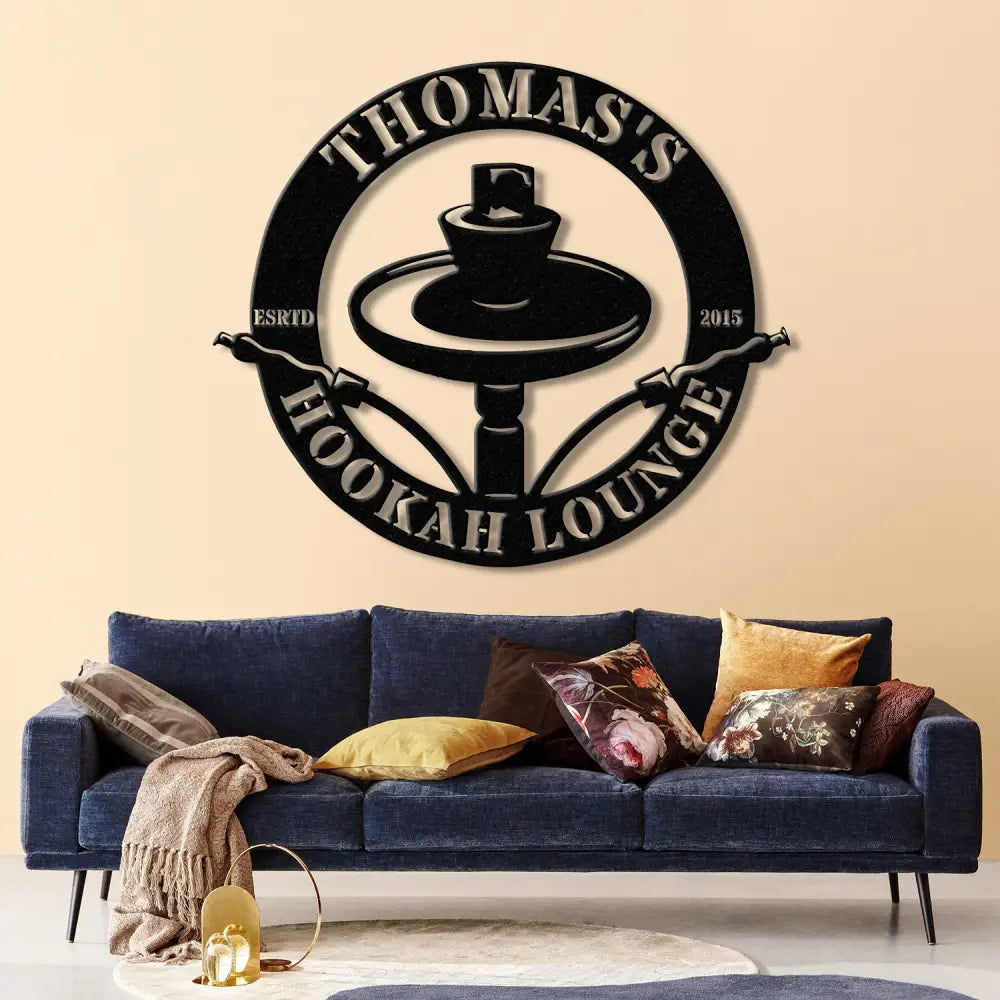 Custom Shisha Hookah Metal Wall Art with LED Light - Personalized Smoke Shop Name Sign - Home Decor & Hookah Shop