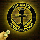 Custom Shisha Hookah Metal Wall Art with LED Light - Personalized Smoke Shop Name Sign - Home Decor & Hookah Shop