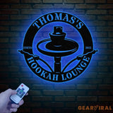 Custom Shisha Hookah Metal Wall Art with LED Light - Personalized Smoke Shop Name Sign - Home Decor & Hookah Shop