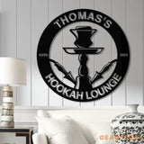 Custom Shisha Hookah Metal Wall Art with LED Light - Personalized Smoke Shop Name Sign - Home Decor & Hookah Shop