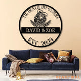 Custom Skeleton Couple Kissing Metal Wall Art with LED Light Gothic Home Decor Skull Lover Gift Halloween or