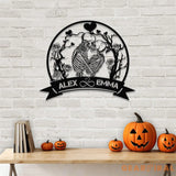 Custom Skeleton Couple Sign Skeleton Couple Metal Wall Art Led Light Skull Lover Gift Gothic Valentine Room Decor