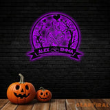 Custom Skeleton Couple Sign Skeleton Couple Metal Wall Art Led Light Skull Lover Gift Gothic Valentine Room Decor