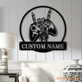 Custom Skeleton Gamer Metal Sign with Led Lights Rock On Game Metal Wall Art Game Room Decor Gamer Name Sign Video Game
