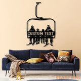 Custom Ski Lift Metal Sign with LED Light Personalized Ski Lift Name Wall Art Chairlift Decor & Snow Skiing Gift for