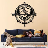 Custom Skiing Metal Sign with LED Lights - Personalized Ski Wall Art - Skier Gift & Compass Decor - Ski Home & Snow