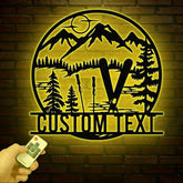 Custom Skiing Metal Sign with LED Lights - Personalized Ski Wall Art - Skier Gift & Monogram - Ski Home Decor & Snow