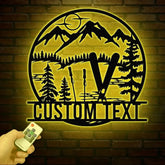 Custom Skiing Metal Sign with LED Lights - Personalized Ski Wall Art - Skier Gift & Monogram - Ski Home Decor & Snow