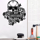 Custom Skull Flowers Metal Sign with Led Lights Flower Skull Signs Sugar Skull Skeleton Decor Gothic Decor Gift for Him