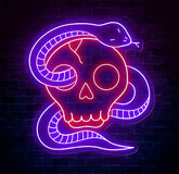 Custom Skull Head Neon Sign with Snake - Handmade Neon Light Art Personalized Wall Decor Aesthetic Gifts for Home or