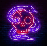 Custom Skull Head Neon Sign with Snake - Handmade Neon Light Art Personalized Wall Decor Aesthetic Gifts for Home or