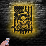 Custom Skull Welder Metal Sign with Led Light Welder Gifts Xmas Birthday Gift for Welder Dad - Gearviral