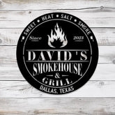 Custom Smoke House Metal Wall Art LED Light Personalized Backyard BBQ Name Sign Home Decor Barbecue Decoration Outdoor