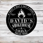 Custom Smoke House Metal Wall Art LED Light Personalized Backyard BBQ Name Sign Home Decor Barbecue Decoration Outdoor