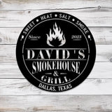 Custom Smoke House Metal Wall Art LED Light Personalized Backyard BBQ Name Sign Home Decor Barbecue Decoration Outdoor