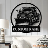 Custom Snow Plow Truck Metal Sign with LED Light Personalized Snow Plow Truck Wall Art Heavy Duty Equipment Sign Custom