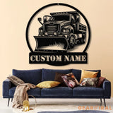 Custom Snow Plow Truck Metal Sign with LED Light Personalized Snow Plow Truck Wall Art Heavy Duty Equipment Sign Custom