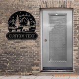 Custom Snowball Bear Family Name Sign Snowglobe Christmas Art Custom Family Name Seasonal Sign Custom Metal Art