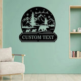 Custom Snowball Bear Family Name Sign Snowglobe Christmas Art Custom Family Name Seasonal Sign Custom Metal Art