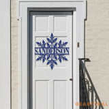 Custom Snowflake Metal Wall Art Personalized Family Name Sign Holiday Decor Merry Christmas Sign Outdoor Decoration