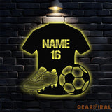 Custom Soccer Metal Sign with LED Lights Personalized Family Name Metal Sign Wall Decor Personalized Wall Art