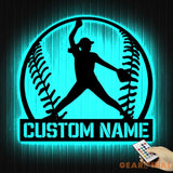 Custom Softball Pitcher Metal Wall Art With Led Lights - Pitcher Girl Sign - Birthday Gift Dorm Decoration Gift For