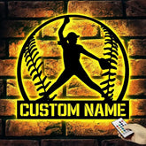 Custom Softball Pitcher Metal Wall Art With Led Lights - Pitcher Girl Sign - Birthday Gift Dorm Decoration Gift For