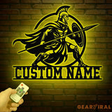 Custom Spartan Warrior Monogram Metal Sign with LED Lights Personalized Spartan Wall Art Metal Spartan Decor for Home