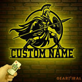 Custom Spartan Warrior Monogram Metal Sign with LED Lights Personalized Spartan Wall Art Metal Spartan Decor for Home