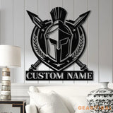 Custom Spartan Warrior Monogram Metal Wall Art with LED Lights Personalized Spartan Metal Sign Metal Spartan Wall Decor
