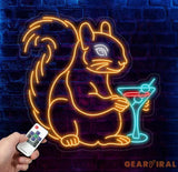 Custom Squirrel Drinking Martini Neon Sign Squirrel Drinking Martini Led Light Japan SquirrelLed Light Restaurant Neon