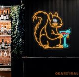 Custom Squirrel Drinking Martini Neon Sign Squirrel Drinking Martini Led Light Japan SquirrelLed Light Restaurant Neon