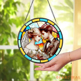 Custom Stained Glass Couples Portrait From Photo Personalized Window Hanging Suncatcher Couple Wedding Anniversary Gift