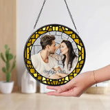 Custom Stained Glass Couples Portrait From Photo Personalized Window Hanging Suncatcher Couple Wedding Anniversary Gift