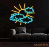 Custom Sun and Clouds Neon Sign LED Sun Wall Decor for Bedroom Light Up Cloud Neon Sign Nature Inspired Wall Art LED