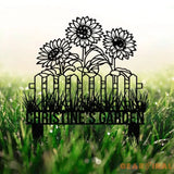 Custom Sunflower Garden Stake Sunflower Metal Sign Garden Flower Sign Custom Garden Name Sign Garden Decor Yard Art