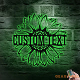 Custom Sunflower Metal Family Name LED Sign - Personalized Monogram Wall Art - Last Name Initial Hanging - Perfect