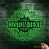 Custom Sunflower Metal Family Name LED Sign - Personalized Monogram Wall Art - Last Name Initial Hanging - Perfect