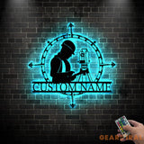 Custom Surveyor Engineer Metal Wall Art LED Light Personalized Geodetic Device Name Sign Decor Tool Scale Construction