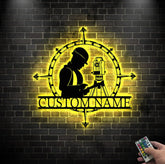 Custom Surveyor Engineer Metal Wall Art LED Light Personalized Geodetic Device Name Sign Decor Tool Scale Construction