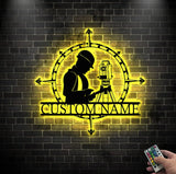Custom Surveyor Engineer Metal Wall Art LED Light Personalized Geodetic Device Name Sign Decor Tool Scale Construction