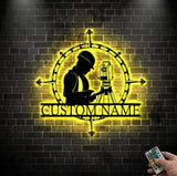 Custom Surveyor Engineer Metal Wall Art LED Light Personalized Geodetic Device Name Sign Decor Tool Scale Construction