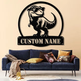 Custom T-Rex Dinosaur Metal Wall Art with LED Lights Personalized Dinosaur Name Sign Tyrannosaurus Room Decor for Boys