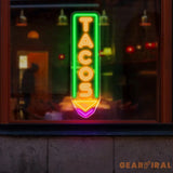 Custom Tacos Neon Sign LED Tacos Shop Wall Decor Vertical LED Light for Restaurant Mexican Food Wall Art Taco Bar Neon