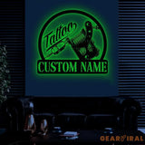Custom Tattoo Artist Metal Sign with LED Light Personalized Ink Studio Name Sign Wall Decor Tattoo Artist Gift Tattoo