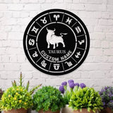 Custom Taurus Zodiac Metal Wall Art Personalized Taurus Zodiac Name Sign Decoration For Room Horoscope Home Decor