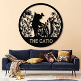 Custom The Catio Metal Sign with Led Lights Personalized Floral Cat Metal Sign Cat Wall Art Custom Cat Name Sign Pet